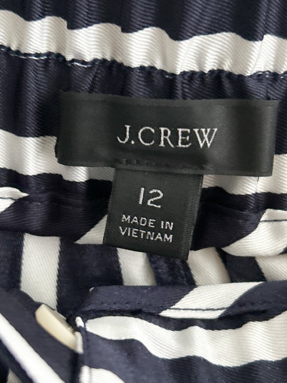 J. Crew Pull-on Crop Pant in Navy/White Nautical Stripe SZ 12 - Picture 6 of 7